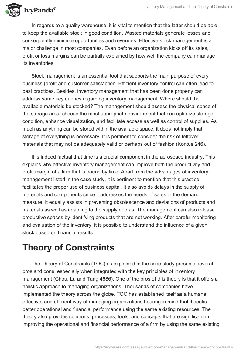 Inventory Management and the Theory of Constraints. Page 3