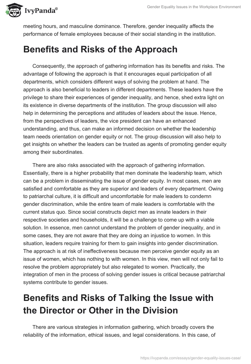 Gender Equality Issues in the Workplace Environment. Page 2