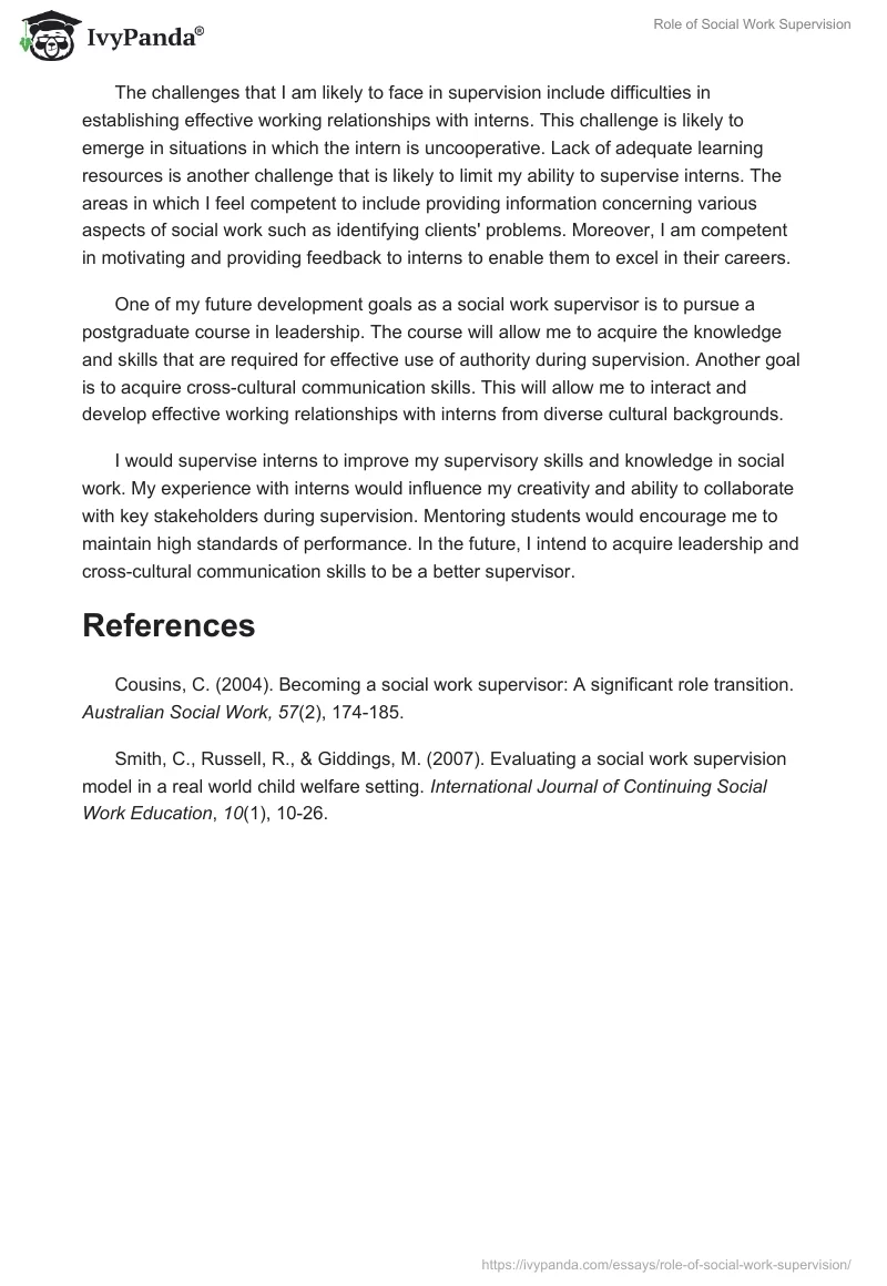 Role of Social Work Supervision. Page 2