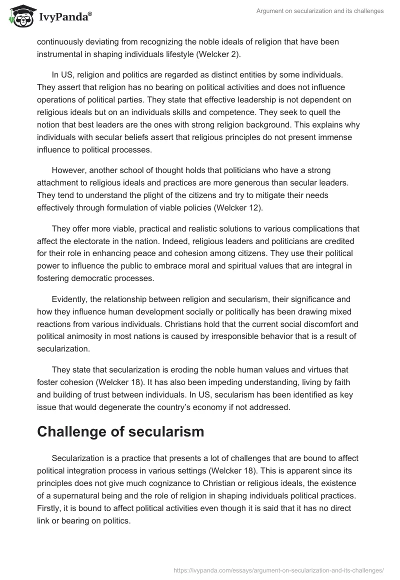 Argument on Secularization and Its Challenges. Page 2