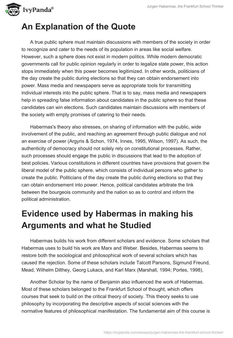 Jurgen Habermas, the Frankfurt School Thinker. Page 4