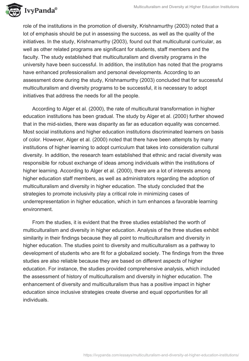 Multiculturalism and Diversity in Higher Education Institutions. Page 2