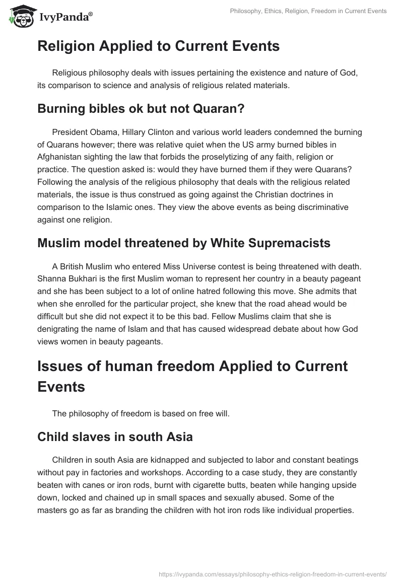 Philosophy, Ethics, Religion, Freedom in Current Events. Page 3