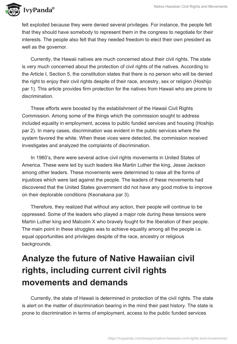 Native Hawaiian Civil Rights and Movements. Page 3
