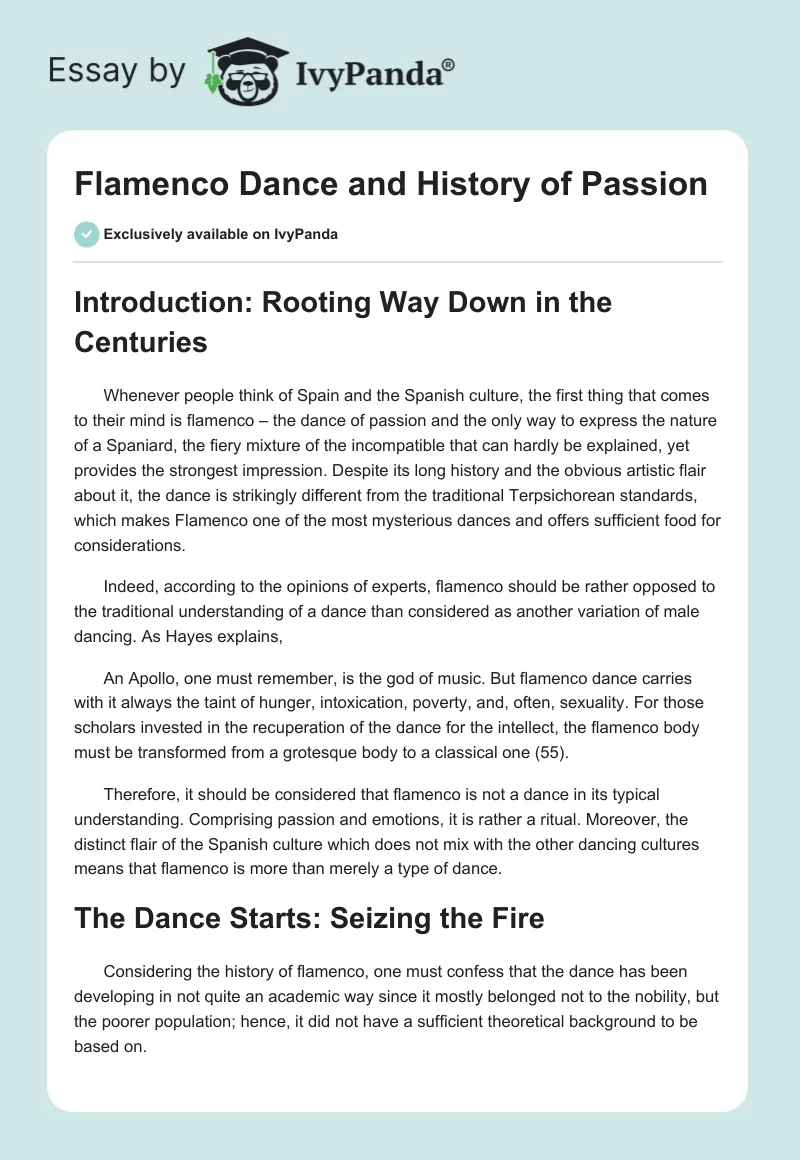 Flamenco Dance and History of Passion. Page 1