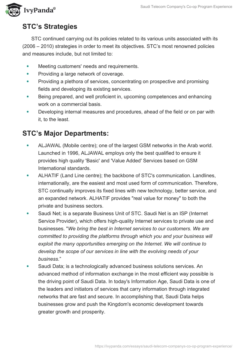 Saudi Telecom Company's Co-op Program Experience. Page 3