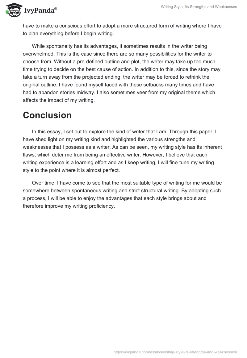 Writing Style, Its Strengths and Weaknesses. Page 3
