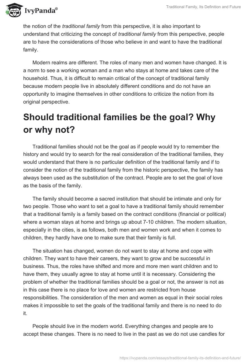Traditional Family, Its Definition and Future. Page 2