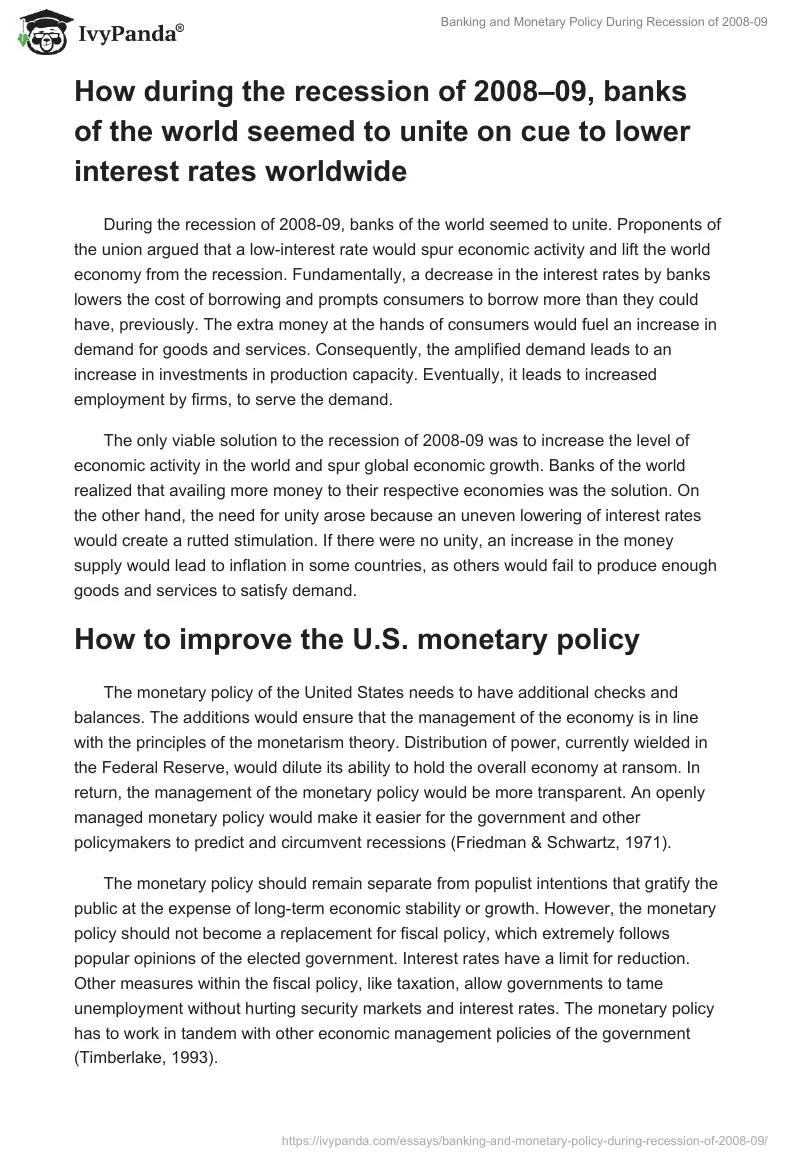 Banking and Monetary Policy During Recession of 2008-09. Page 2
