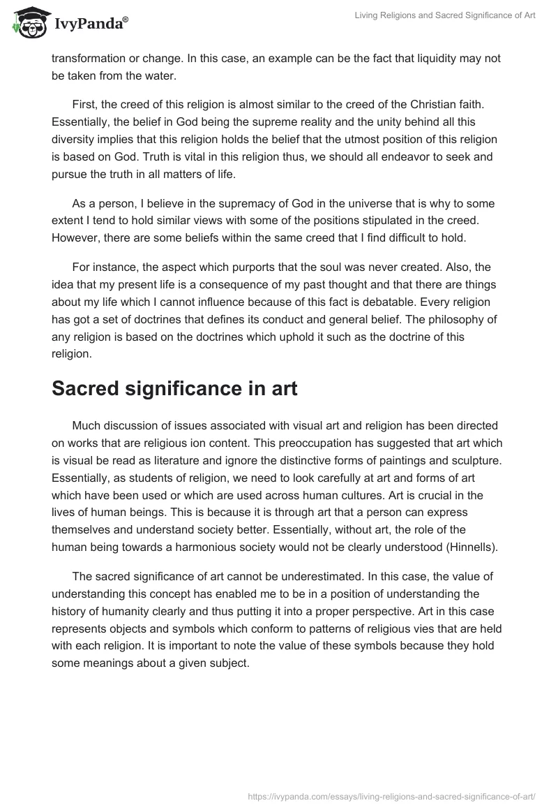 Living Religions and Sacred Significance of Art. Page 3