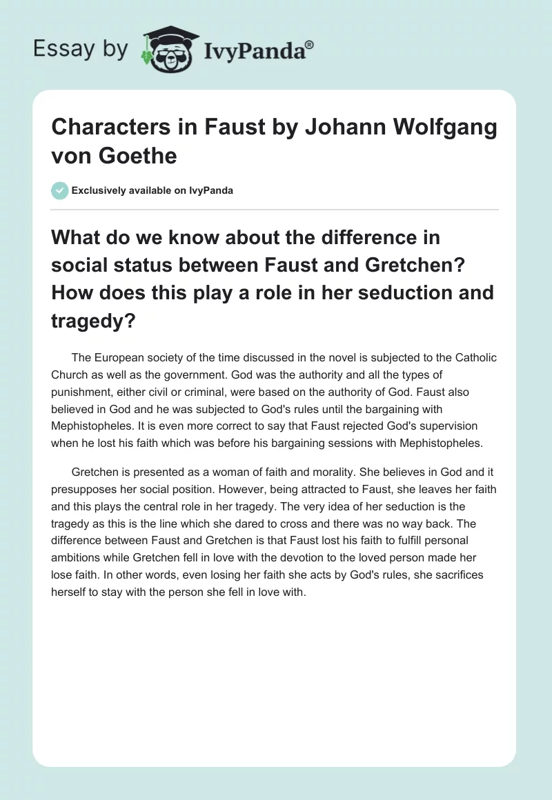Characters in "Faust" by Johann Wolfgang von Goethe. Page 1