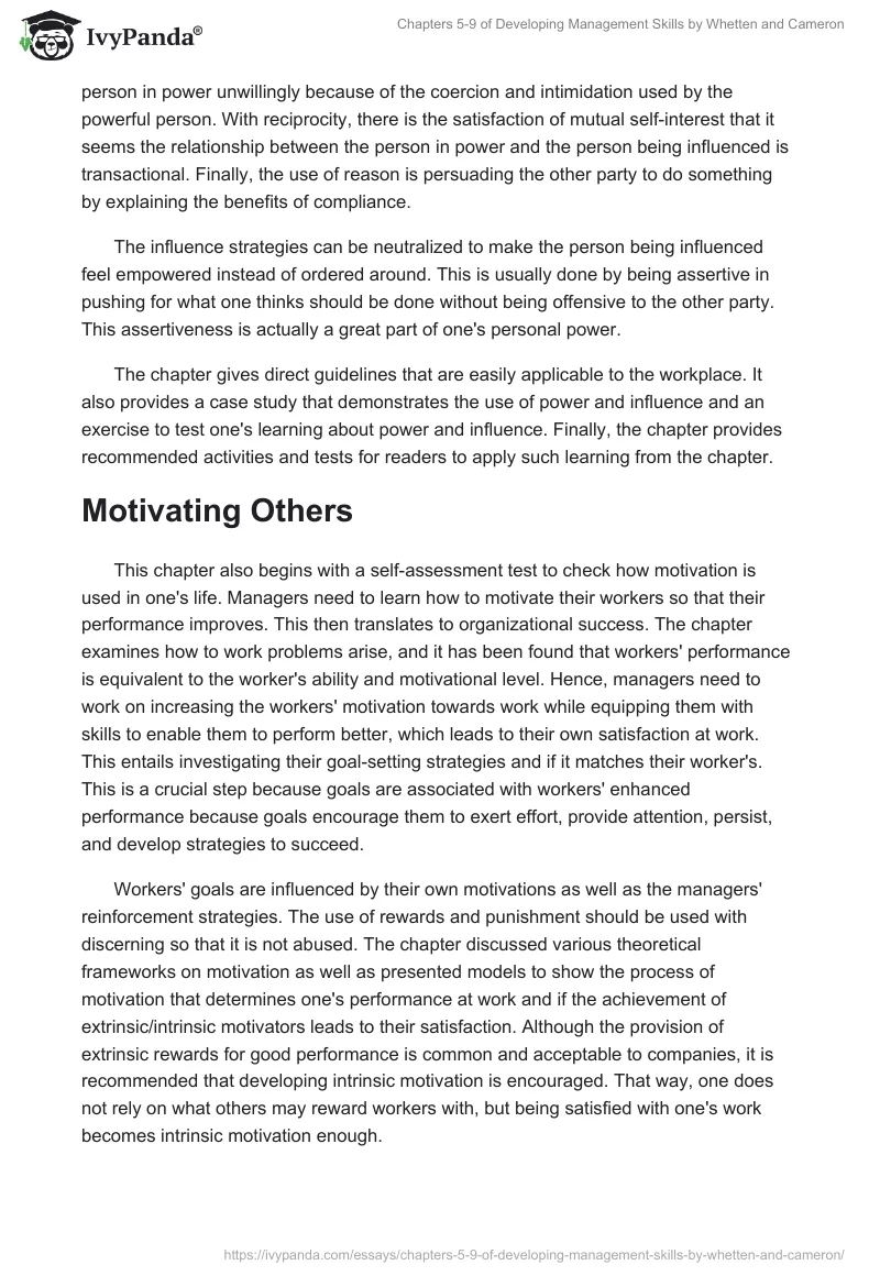 Chapters 5-9 of "Developing Management Skills" by Whetten and Cameron. Page 2