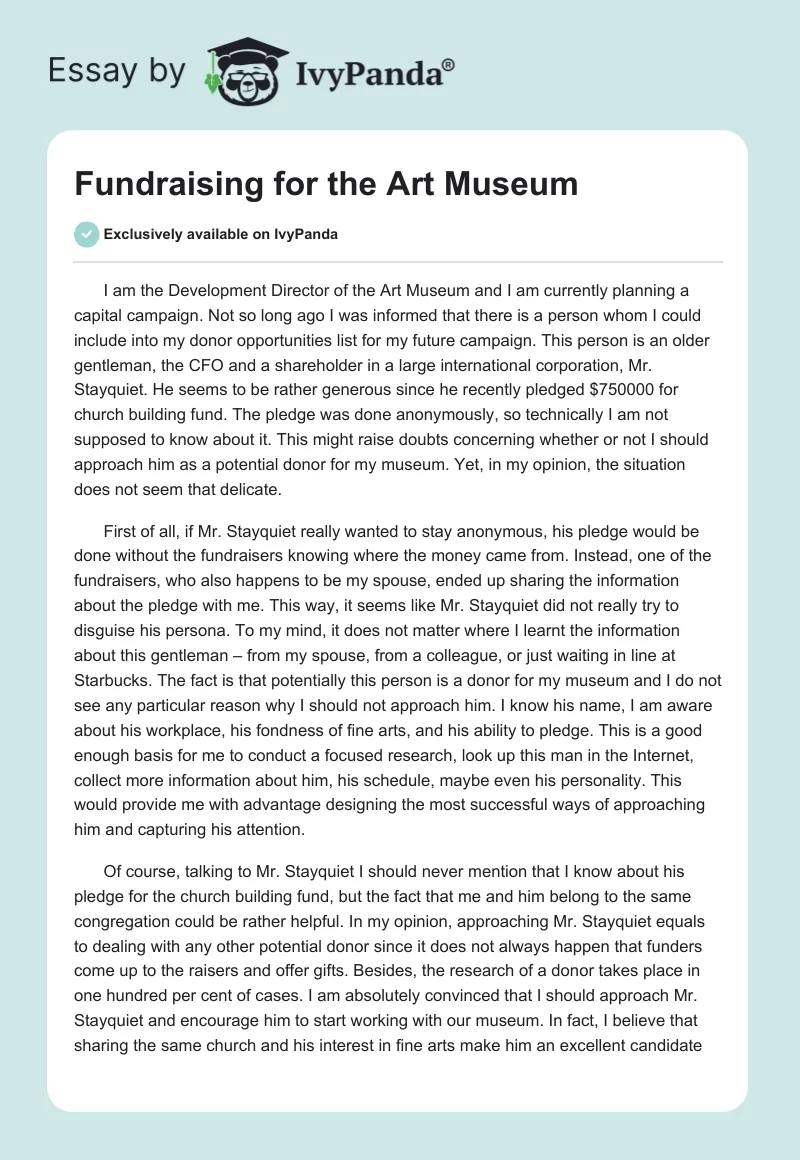 Fundraising for the Art Museum. Page 1