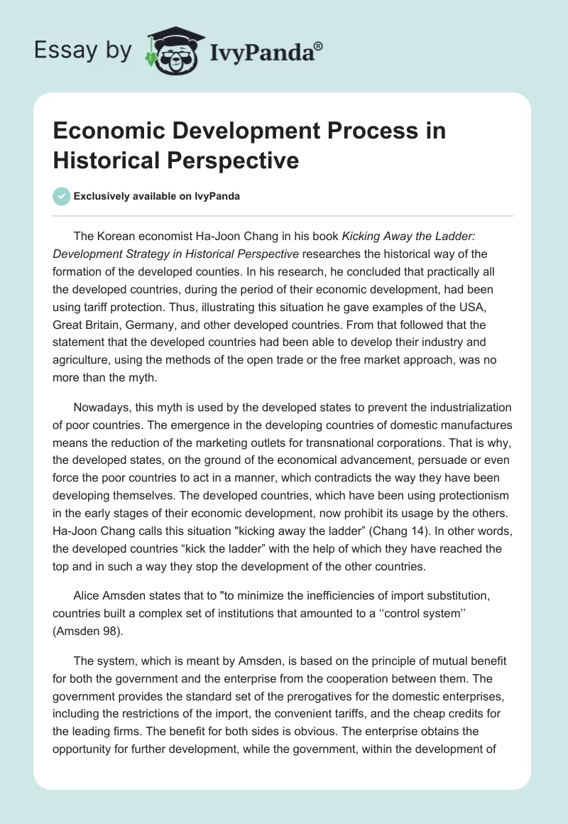 Economic Development Process in Historical Perspective. Page 1