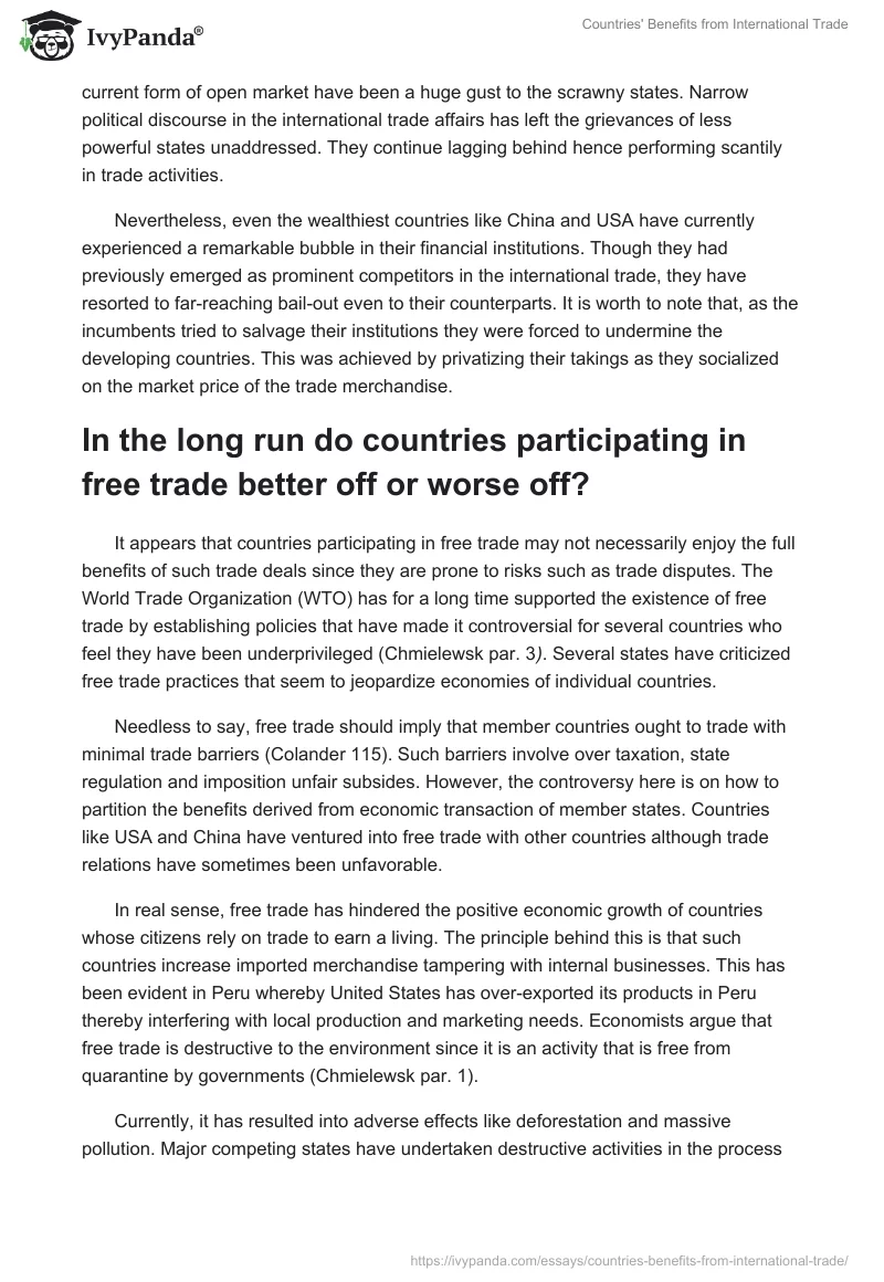 Countries' Benefits from International Trade. Page 2