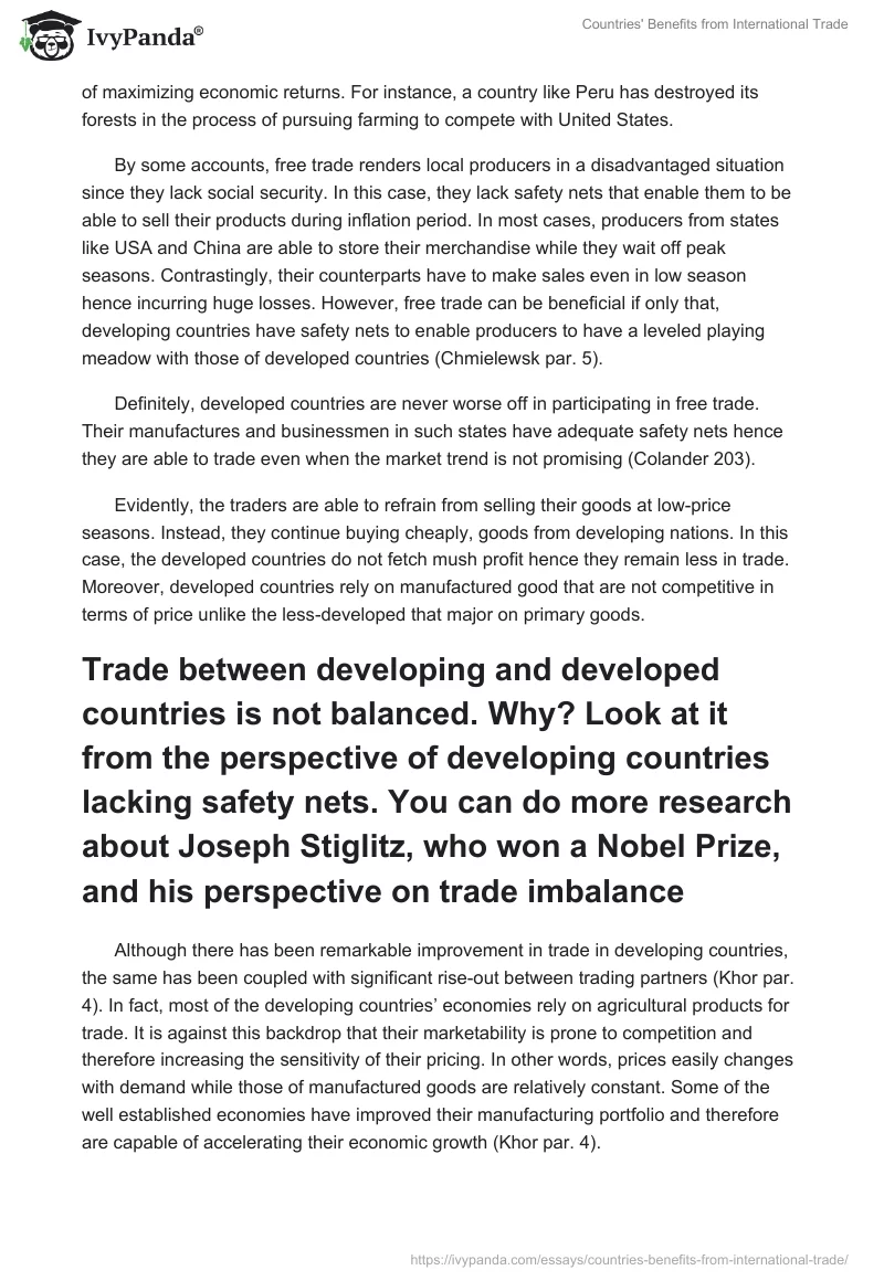 Countries' Benefits from International Trade. Page 3