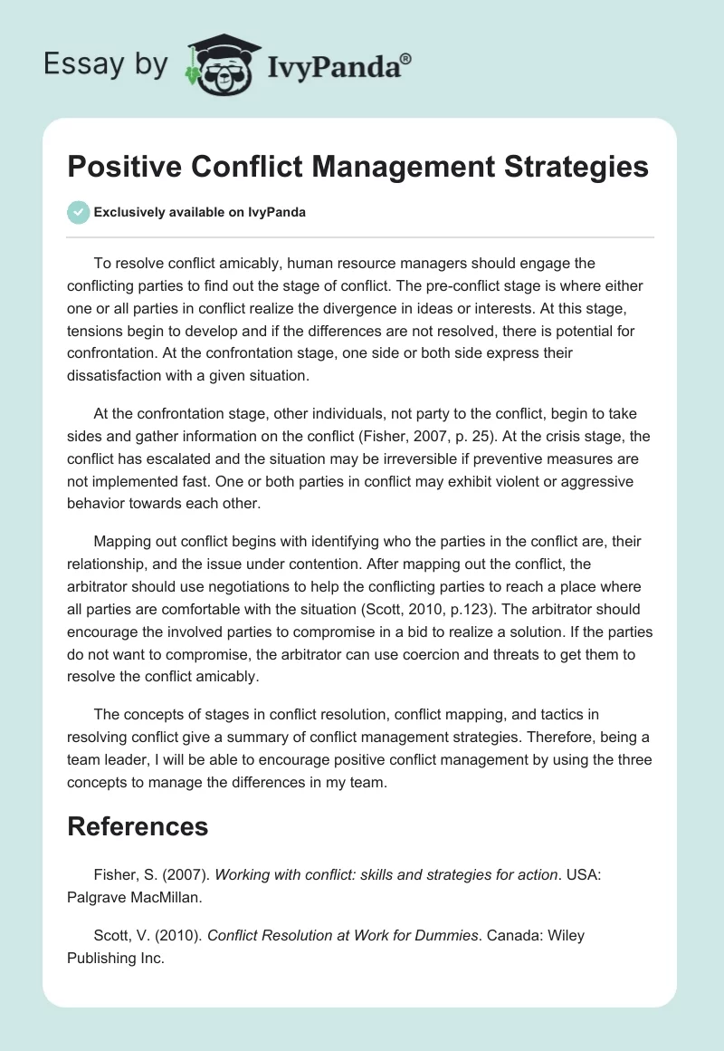 Positive Conflict Management Strategies. Page 1