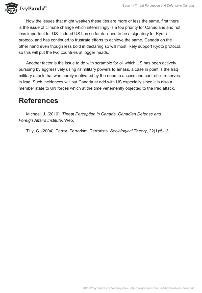 Security Threat Perception and Defense in Canada. Page 2
