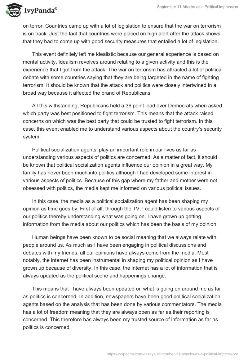 September 11 Attacks as a Political Impression. Page 2