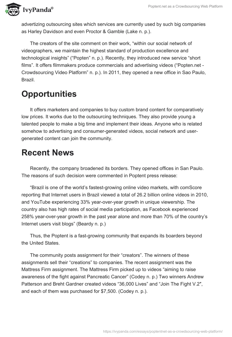 Poptent.net as a Crowdsourcing Web Platform. Page 2