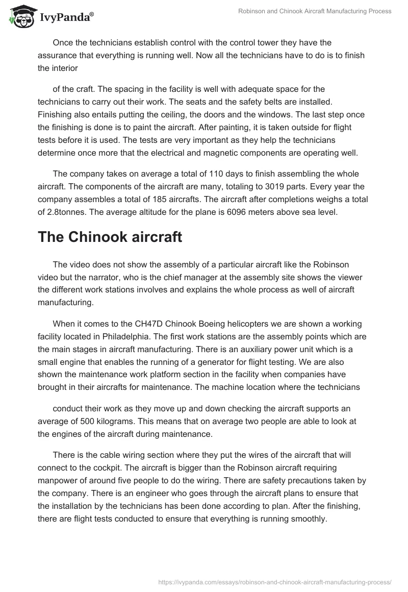 Robinson and Chinook Aircraft Manufacturing Process. Page 3
