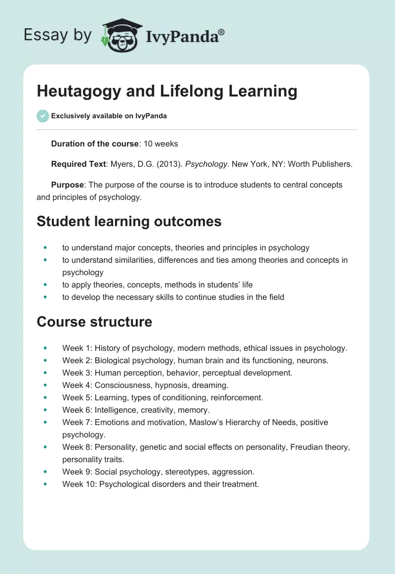Heutagogy and Lifelong Learning. Page 1