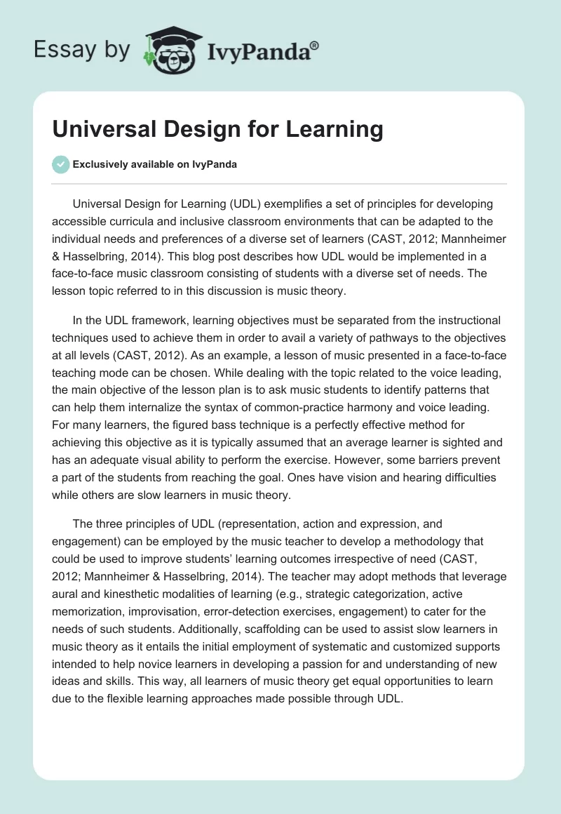 Universal Design for Learning. Page 1