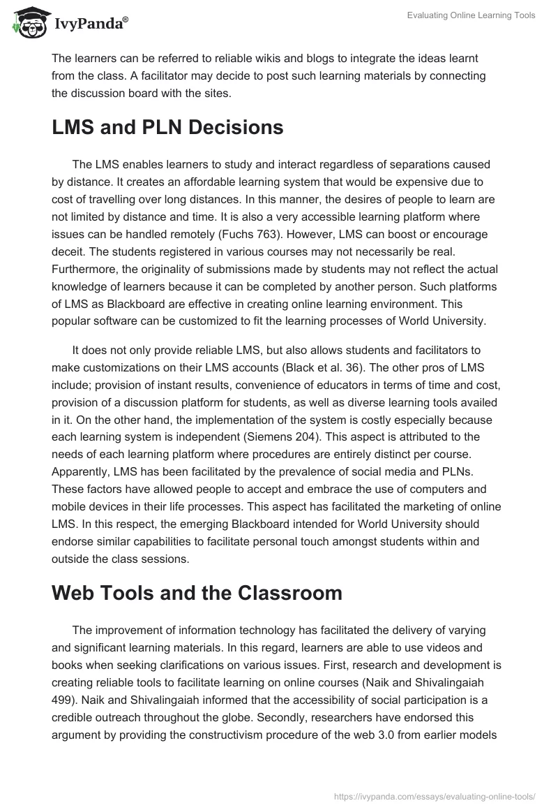 Evaluating Online Learning Tools. Page 2