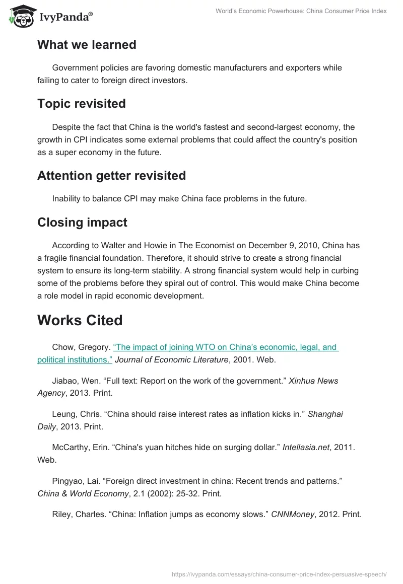 World’s Economic Powerhouse: China Consumer Price Index. Page 5