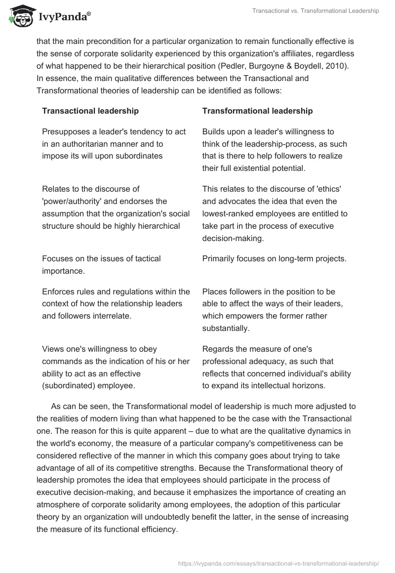 Transactional vs. Transformational Leadership. Page 4