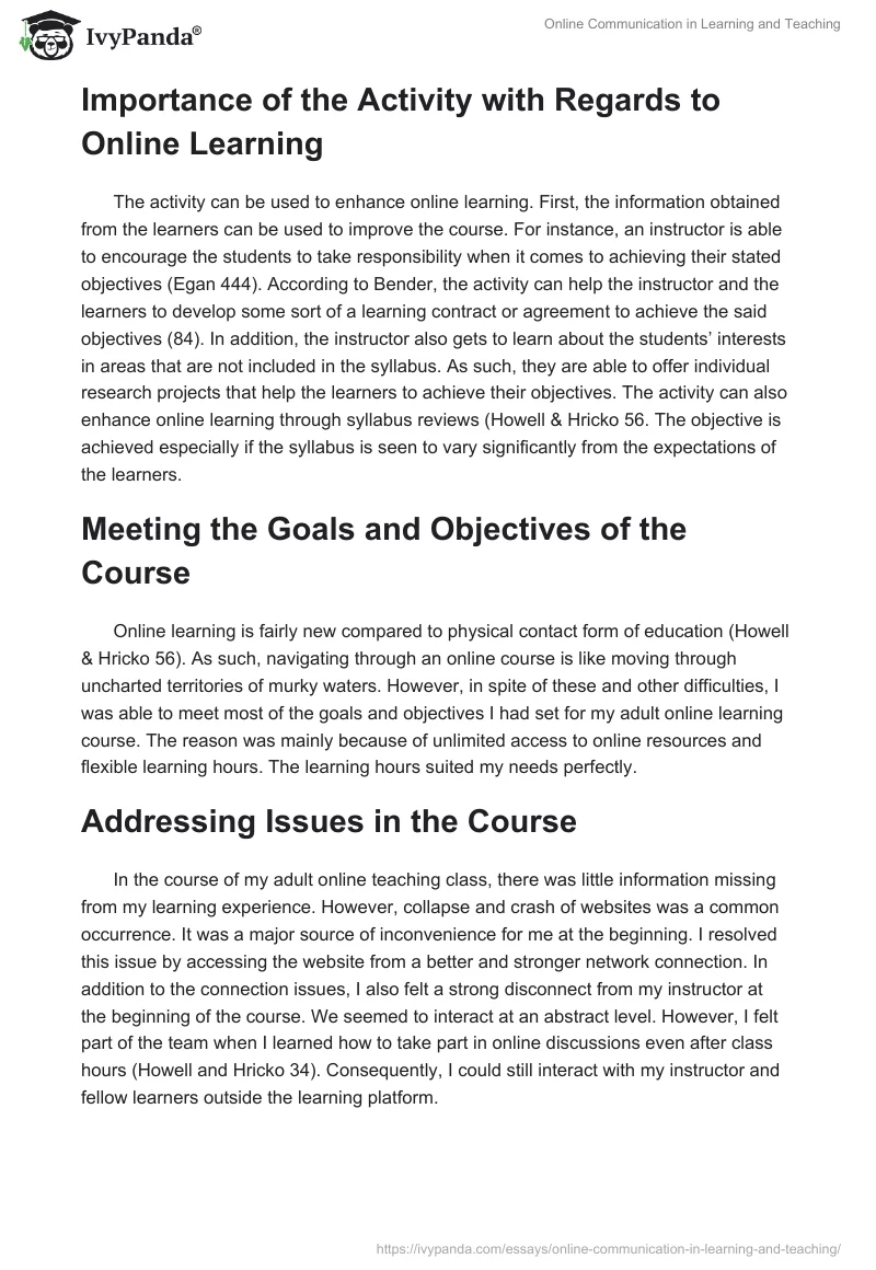 Online Communication in Learning and Teaching. Page 2