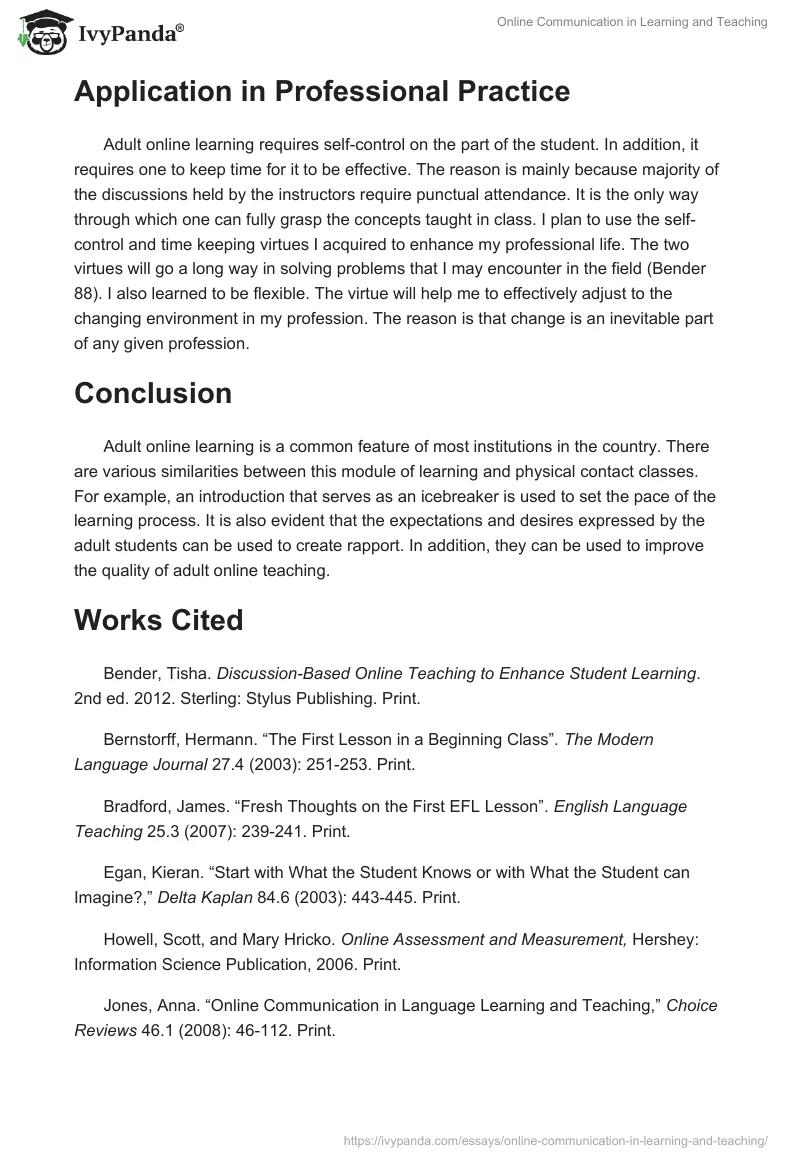 Online Communication in Learning and Teaching. Page 3