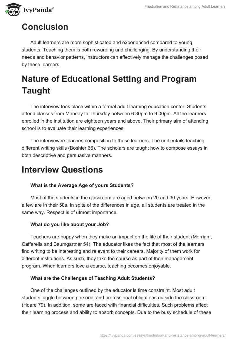 Frustration and Resistance among Adult Learners. Page 2