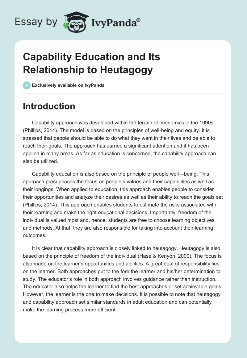 Capability Education and Its Relationship to Heutagogy. Page 1