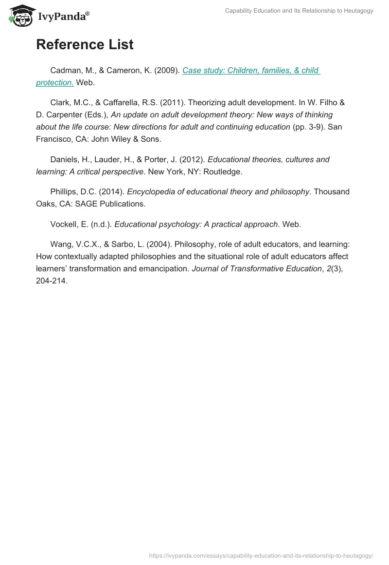 Capability Education and Its Relationship to Heutagogy. Page 4