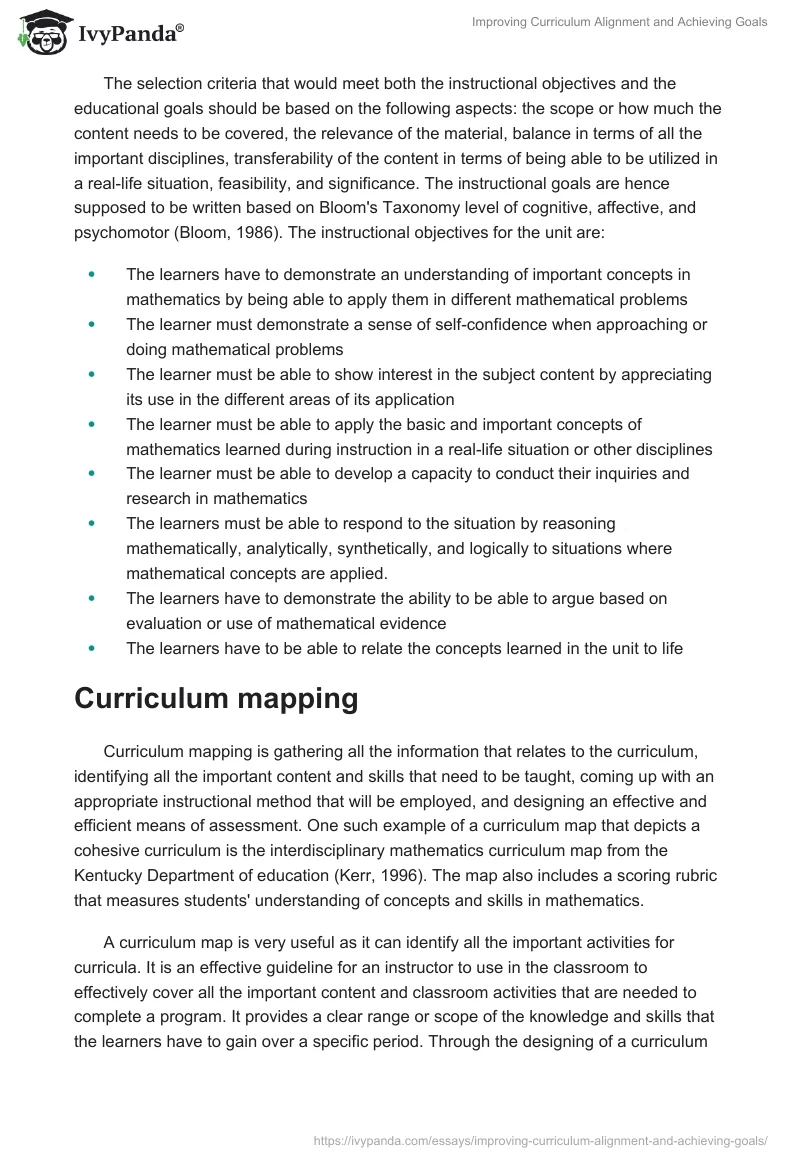 Improving Curriculum Alignment and Achieving Goals. Page 2