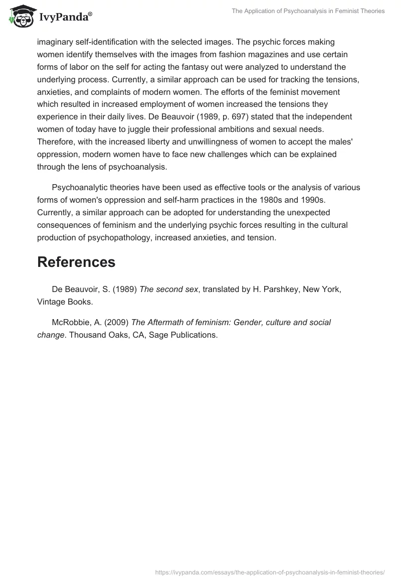 The Application of Psychoanalysis in Feminist Theories. Page 2