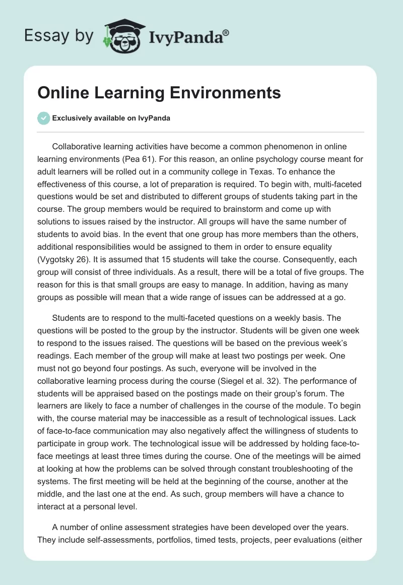 Online Learning Environments. Page 1