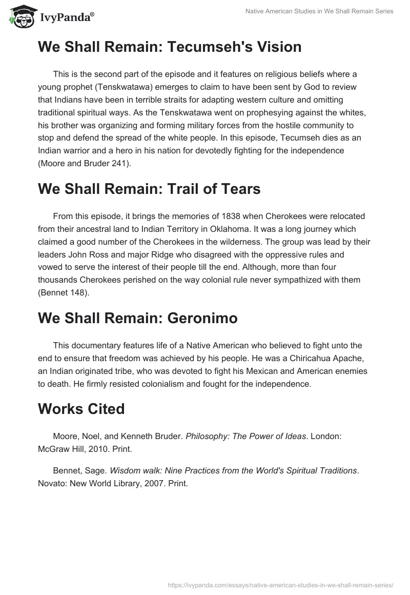 Native American Studies in "We Shall Remain" Series. Page 2