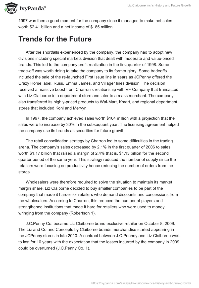 Liz Claiborne Inc.'s History and Future Growth. Page 4