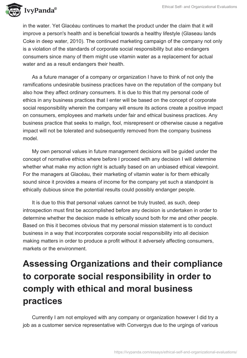 Ethical Self- and Organizational Evaluations. Page 2