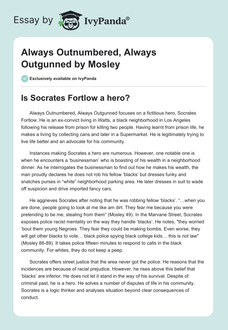 "Always Outnumbered, Always Outgunned" by Mosley. Page 1