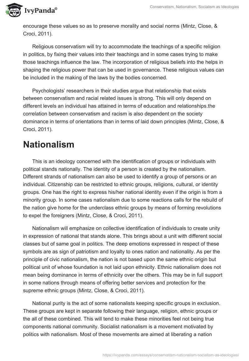 Conservatism, Nationalism, Socialism as Ideologies. Page 2
