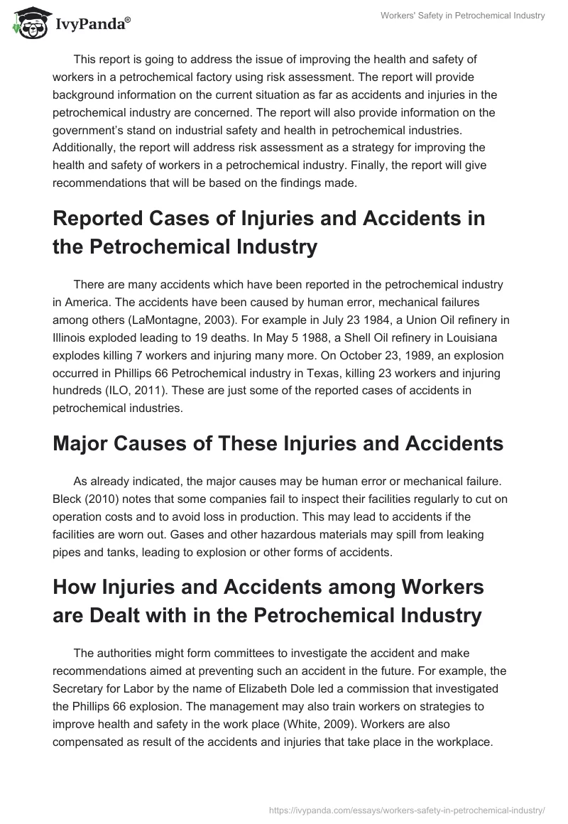 Workers' Safety in Petrochemical Industry. Page 2