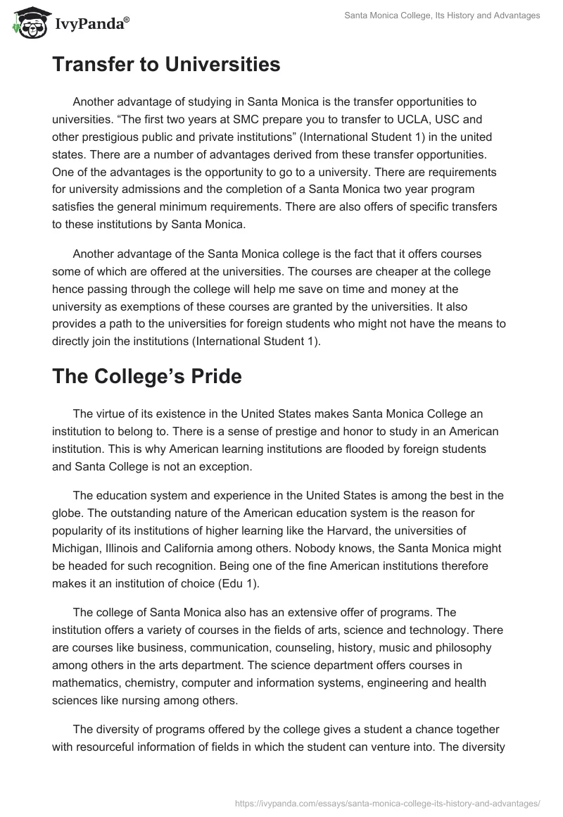 Santa Monica College, Its History and Advantages. Page 3