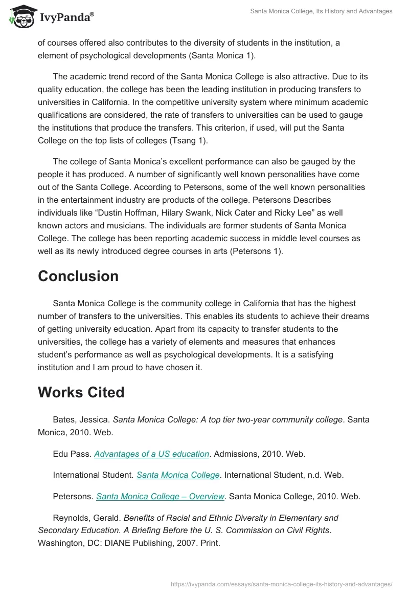Santa Monica College, Its History and Advantages. Page 4