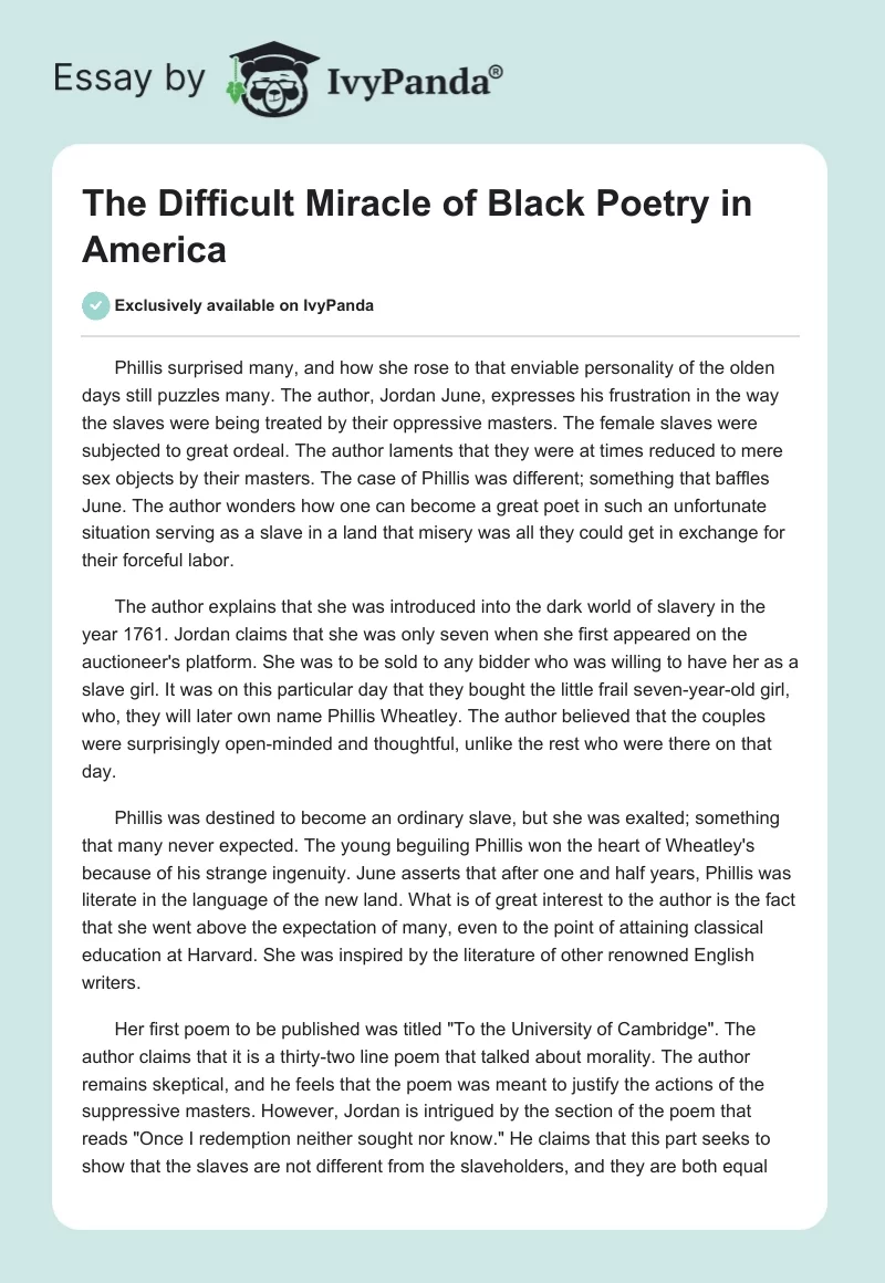 The Difficult Miracle of Black Poetry in America. Page 1
