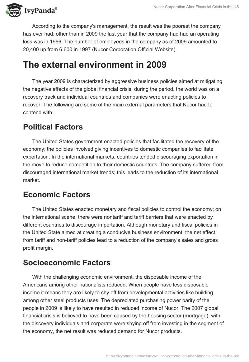 Nucor Corporation After Financial Crisis in the US. Page 2