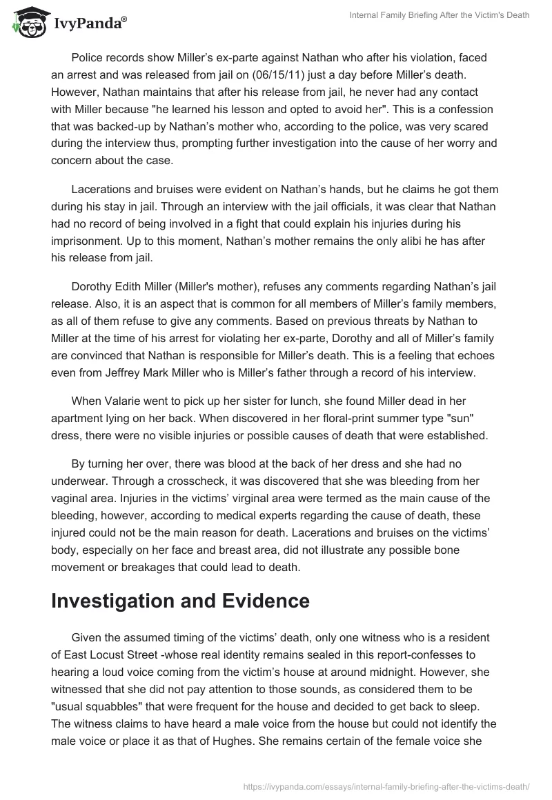 Internal Family Briefing After the Victim's Death. Page 2