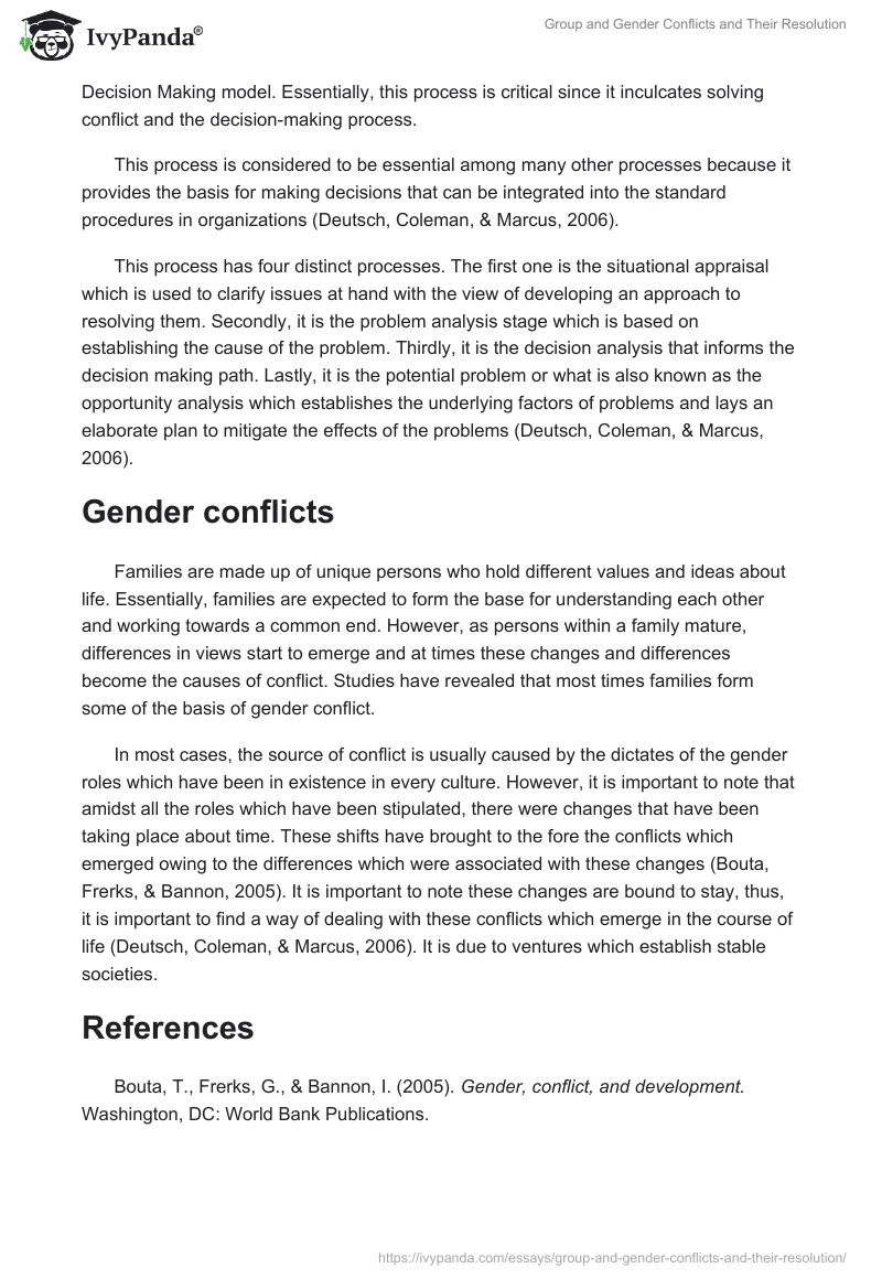 Group and Gender Conflicts and Their Resolution. Page 2
